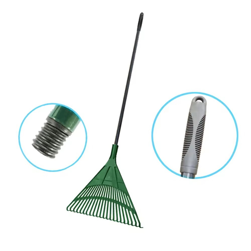 22-Tine Plastic Leaf Rake  Lightweight Garden Rake with WoodSteel Handle (5)