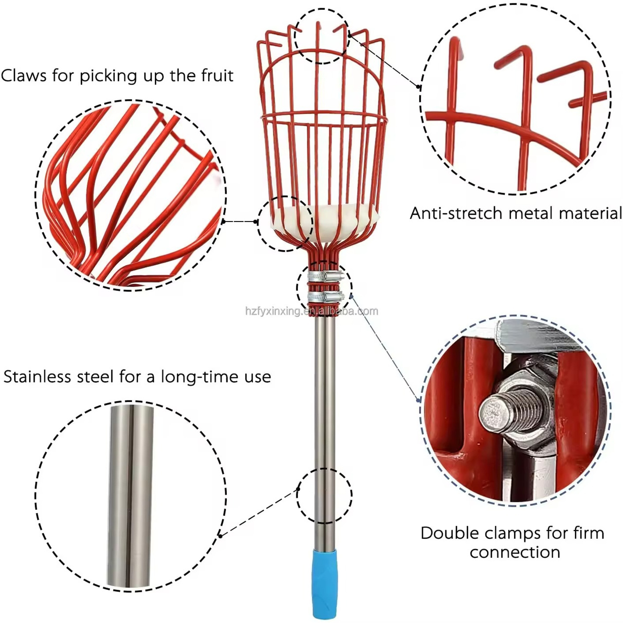 Professional Telescoping Fruit Picker with Adjustable 5-Meter Handle for Home and Orchard Use – Customizable Colors and Durable Design (4)