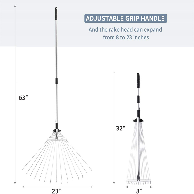 Durable 15-Tine Adjustable Garden Lawn Leaf Rake with Telescopic Handle – Ideal for Efficient Lawn Care and Clearing Tasks (5)