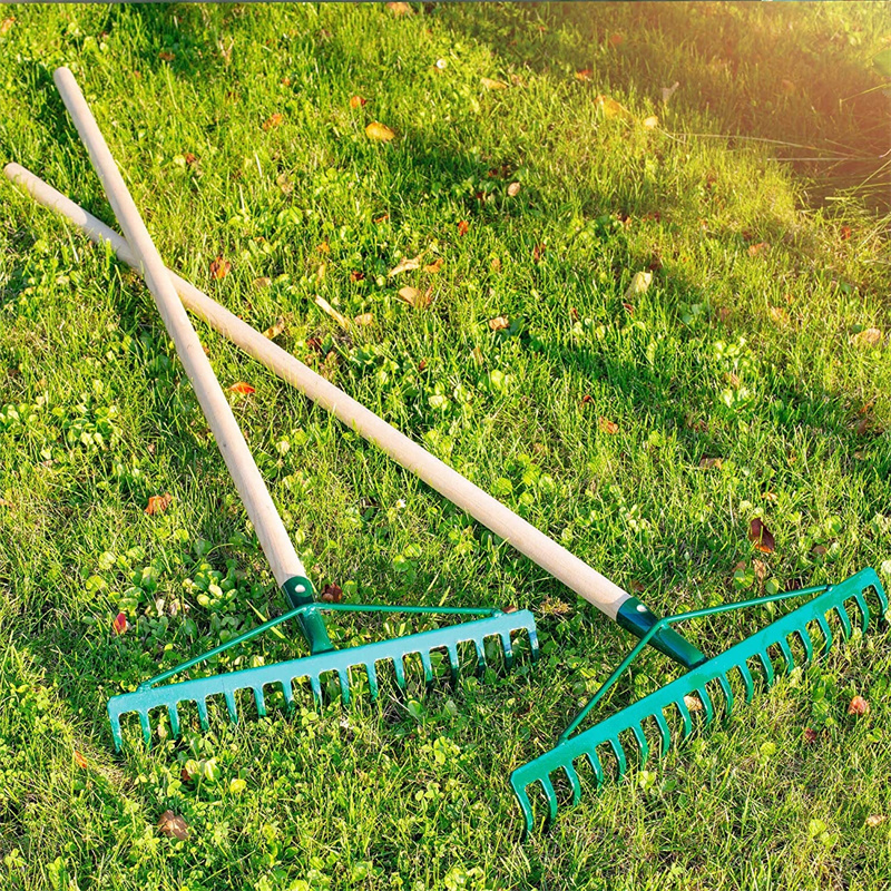 12T-18T Farm Grass Rake – High-Carbon Steel Reinforced Garden Tool with FSC Hardwood Handle (4)