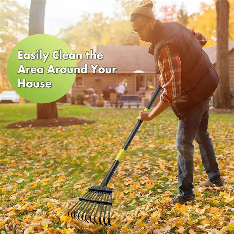 65 Manganese Steel Lawn Rake with Detachable Handle  Heavy-Duty Garden Rake & Black Claw Rake for Professional Landscaping (1 (11)