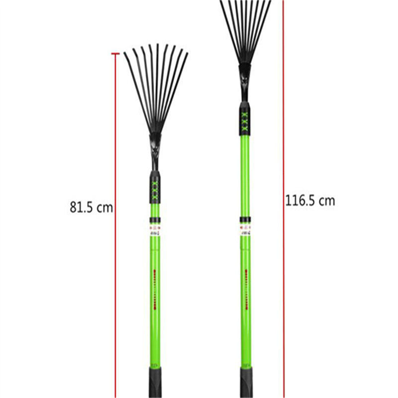 Adjustable Width Garden Rake - Expandable 10-24 inch Lawn Leaf Rake with Retractable Handle for Easy Storage (3)