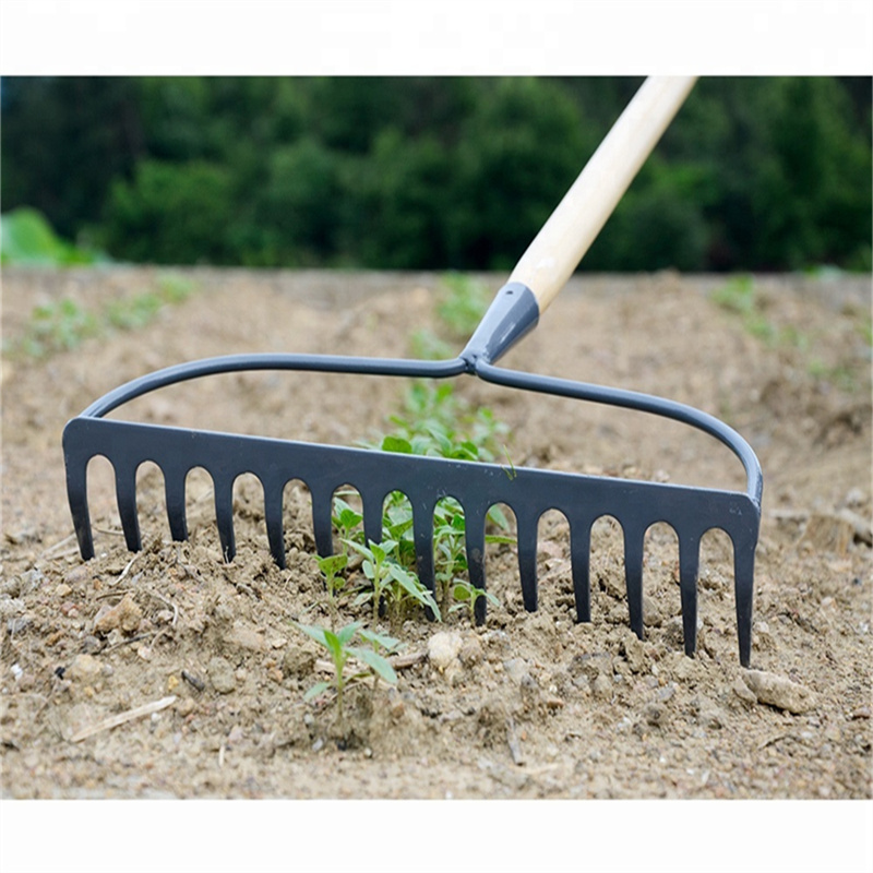 Multi-Size Steel Lawn Rake Set (12-18 Tines)  Heavy-Duty Clearing Rake & Farm Grass Rake with Detachable Handle (6)