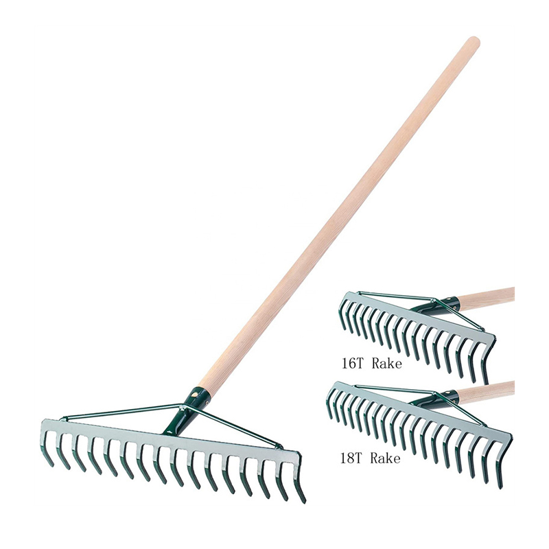 12T-18T Farm Grass Rake – High-Carbon Steel Reinforced Garden Tool with FSC Hardwood Handle (1)