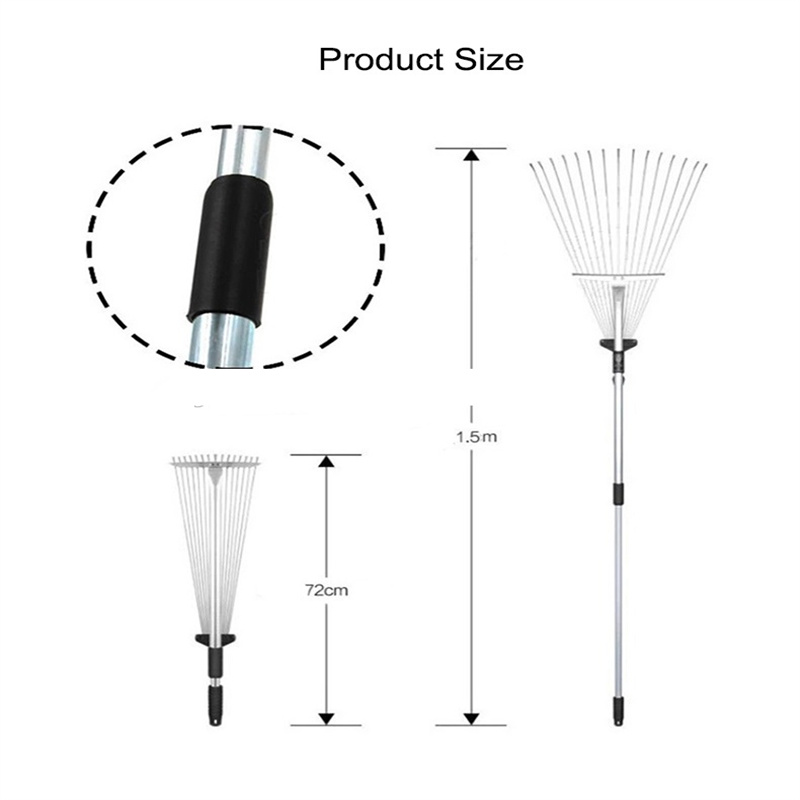 Durable 15-Tine Adjustable Garden Lawn Leaf Rake with Telescopic Handle – Ideal for Efficient Lawn Care and Clearing Tasks (6)