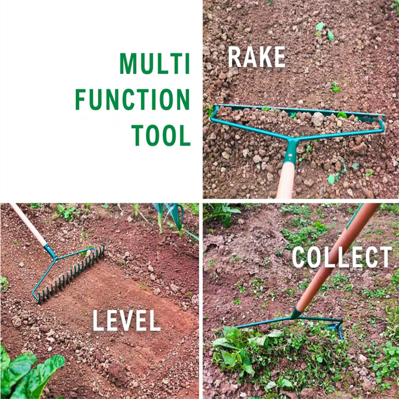 Professional Steel Lawn Rake – Adjustable 8-20 Tine Garden Hoe & Soil Leveling Tool  (3)